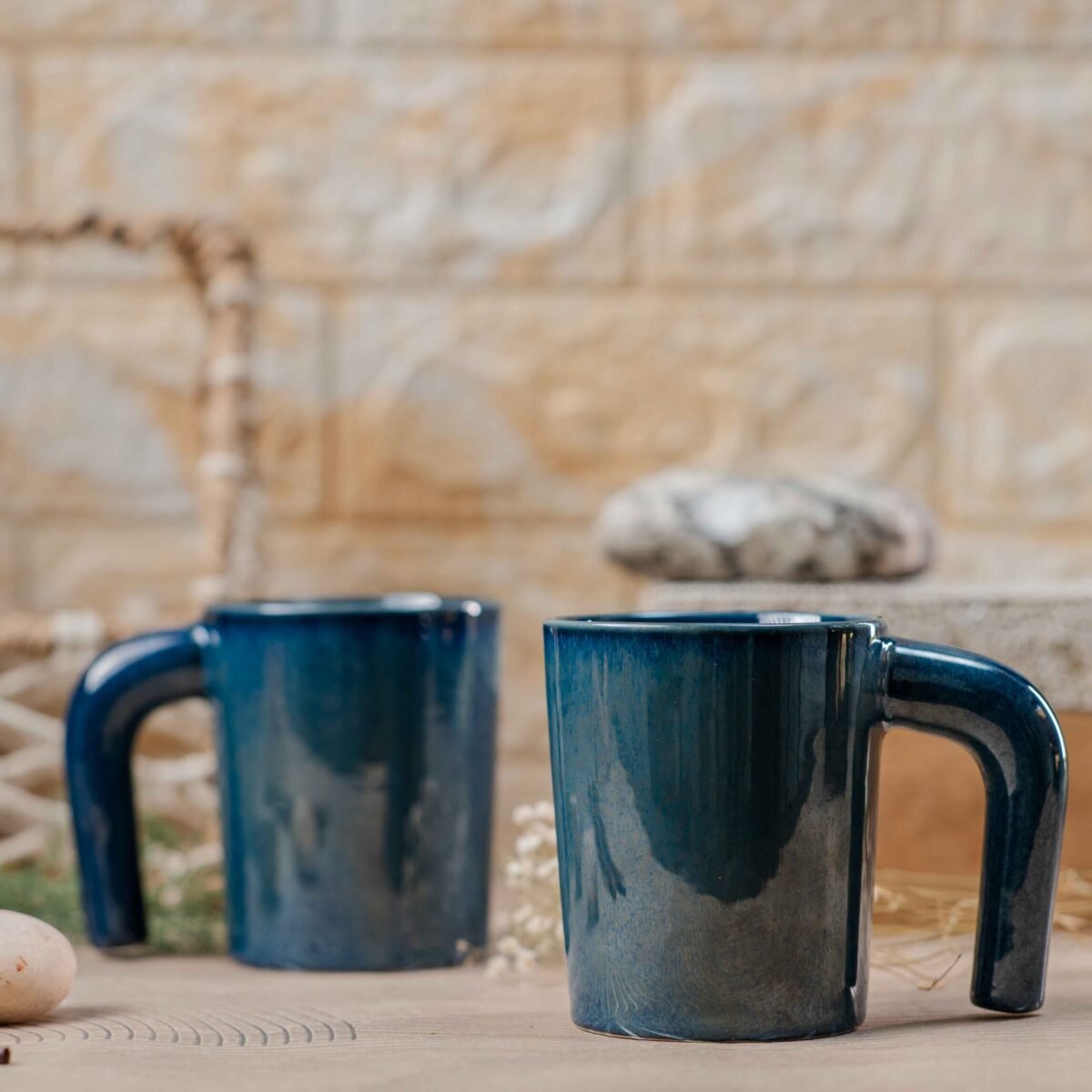Harmiche Blue Wave Mugs – Set of 2 Mugs | 280ml Mugs | Coffee Mugs Set of 2