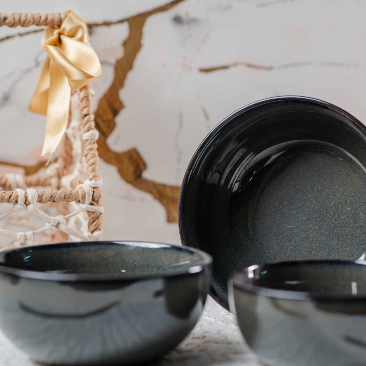 Harmiche Slate Trio Bowl Set of 3 Bowls | 6 Inches, 5.5 Inches, and 4.7 Inches Bowls (700ml, 500ml, & 350ml)
