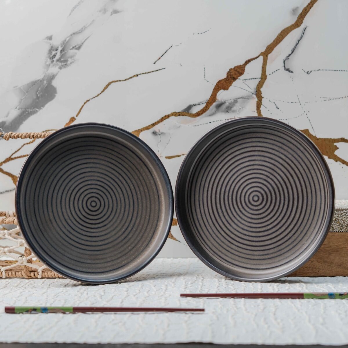 Harmiche Slate Serenity Snack Plates – Set of 2 | 9 Inch x 1 Inch