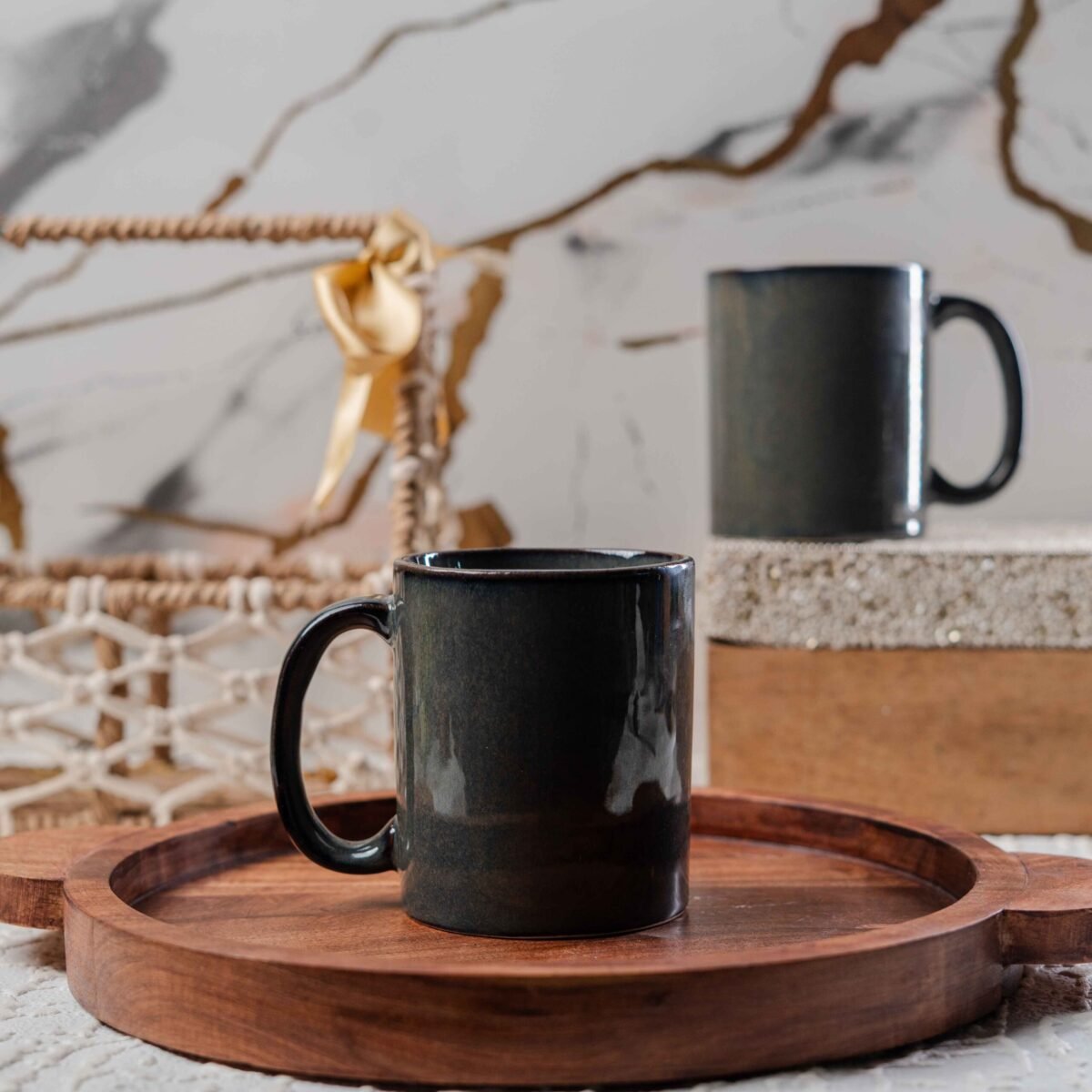 Harmiche Shadowstone Mugs – Set of 2 | 280ml Mugs | Coffee Mugs Set of 2