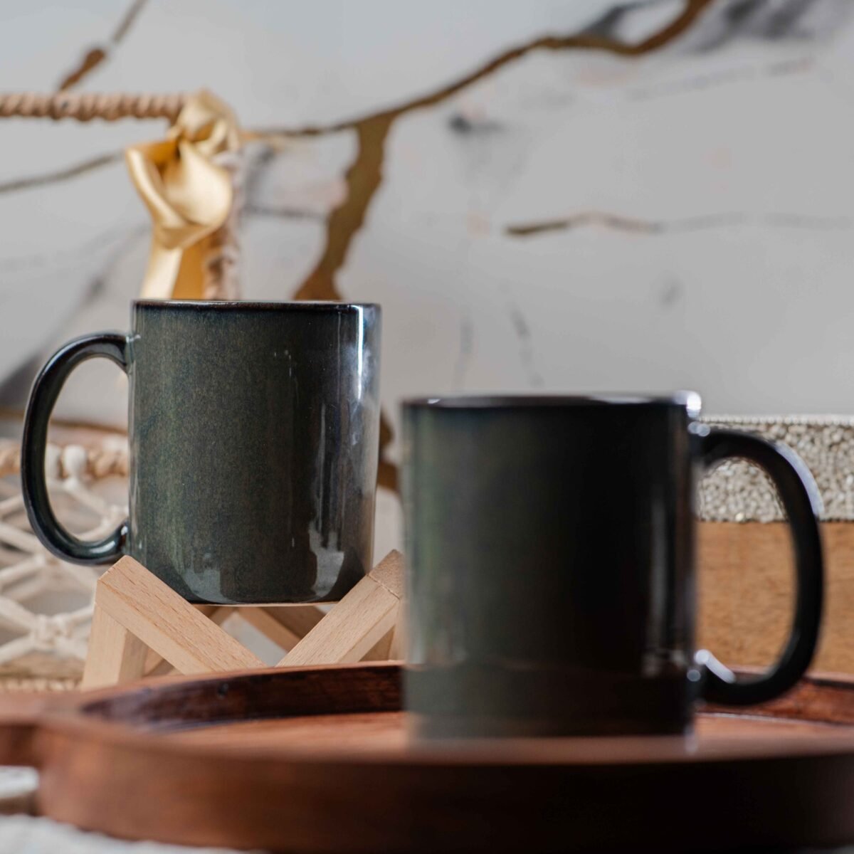 Harmiche Shadowstone Mugs – Set of 2 | 280ml Mugs | Coffee Mugs Set of 2