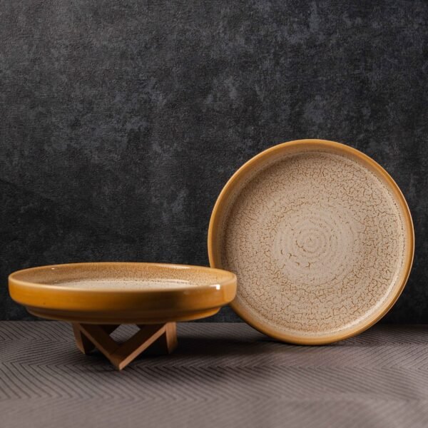 Golden Saffron Snack Plate Set of 2 - Buy Fresh Arrivals Now | 9 Inch x 1 Inch