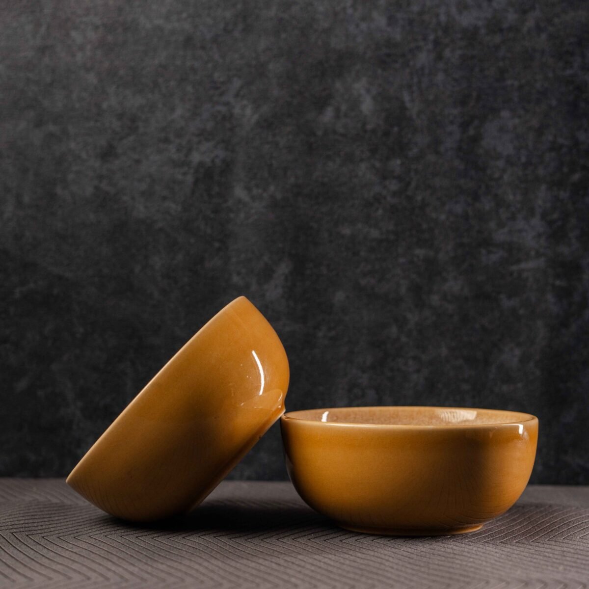 Harmiche Golden Saffron Ceramic Bowls Set of 2 Bowls – A Symphony of Elegance & Functionality | 6 Inches Bowls (700ml)