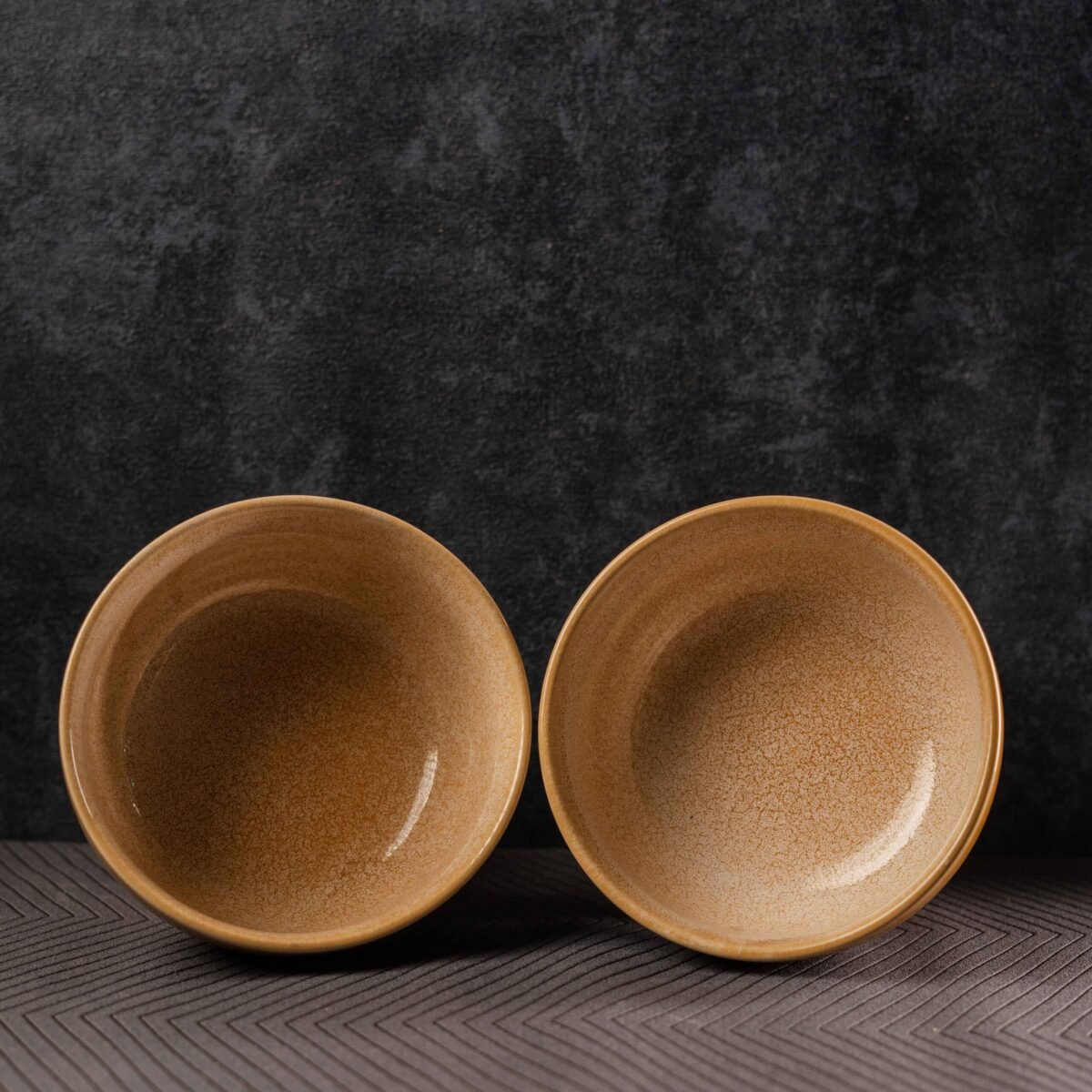 Harmiche Golden Saffron Ceramic Bowls Set of 2 Bowls – A Symphony of Elegance & Functionality | 6 Inches Bowls (700ml)