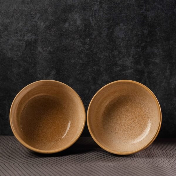 Harmiche Golden Saffron Ceramic Bowls Set of 2 Bowls – A Symphony of Elegance & Functionality | 6 Inches Bowls (700ml)