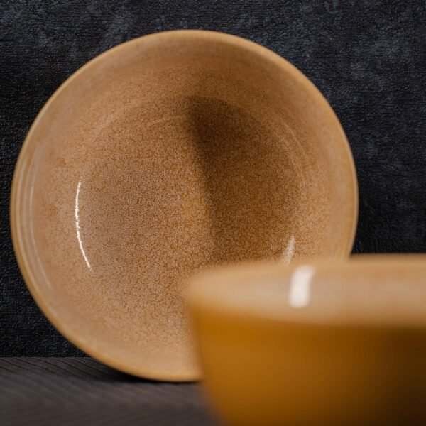 Harmiche Golden Saffron Ceramic Bowls Set of 2 Bowls – A Symphony of Elegance & Functionality | 6 Inches Bowls (700ml)