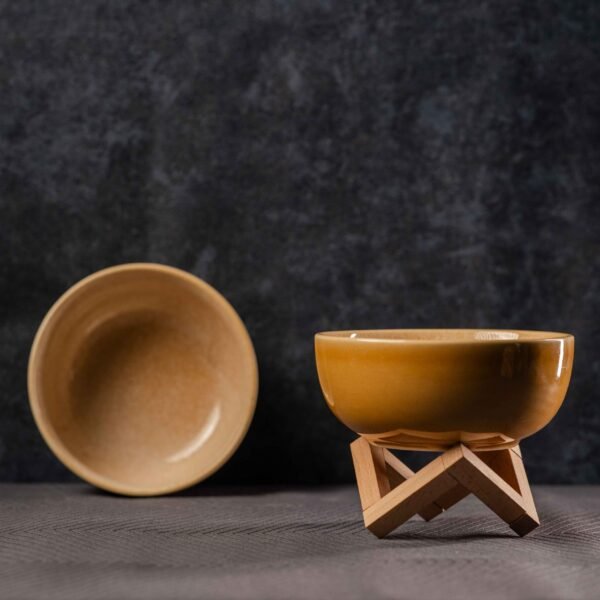 Harmiche Golden Saffron Ceramic Bowls Set of 2 Bowls – A Symphony of Elegance & Functionality | 6 Inches Bowls (700ml)
