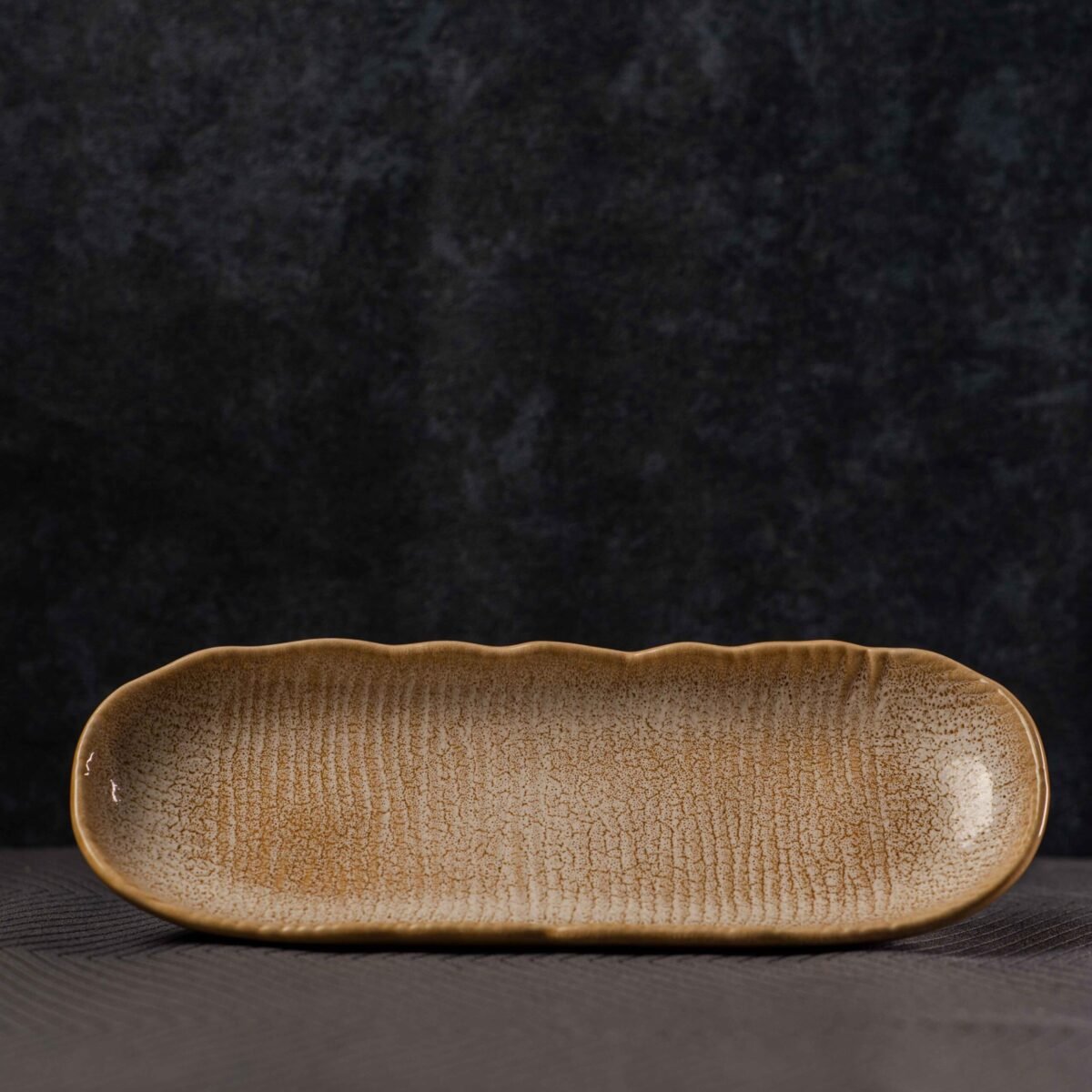 Golden Saffron Wave Ceramic Platter – A Statement of Elegance & Craftsmanship | 12 Inches X 4 Inches