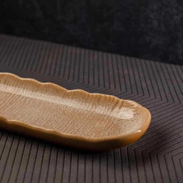 Golden Saffron Wave Ceramic Platter – A Statement of Elegance & Craftsmanship | 12 Inches X 4 Inches