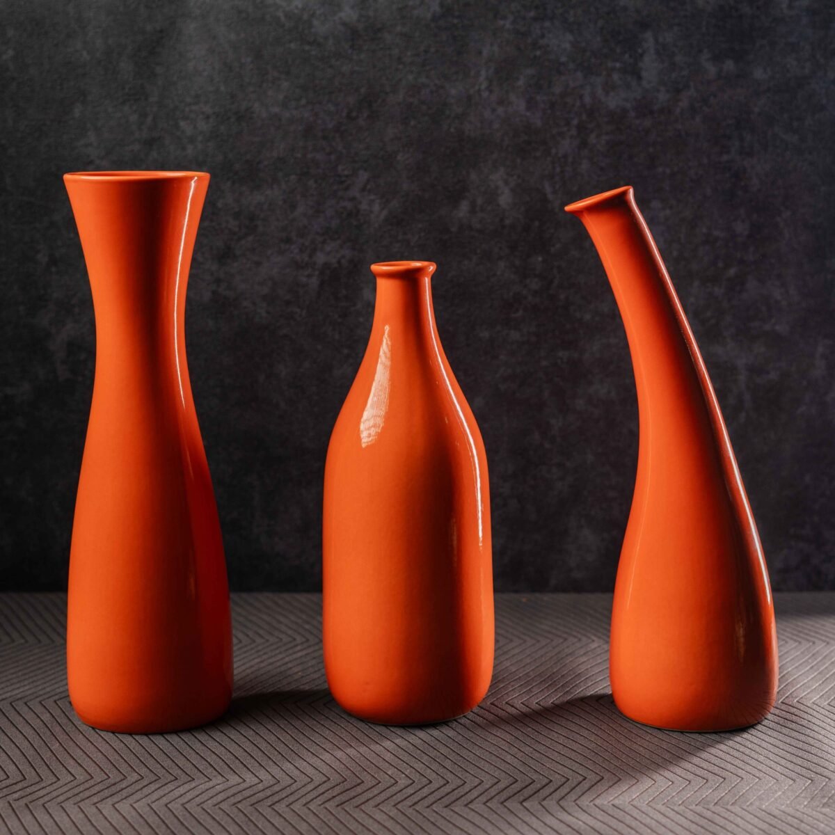Harmiche Ember Vase Set – Set of 3 | 10 Inches, 11 Inches, and 12 Inches