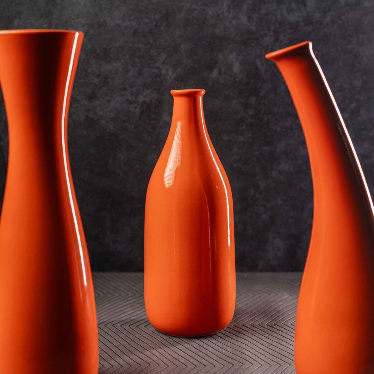 Harmiche Ember Vase Set – Set of 3 | 10 Inches, 11 Inches, and 12 Inches
