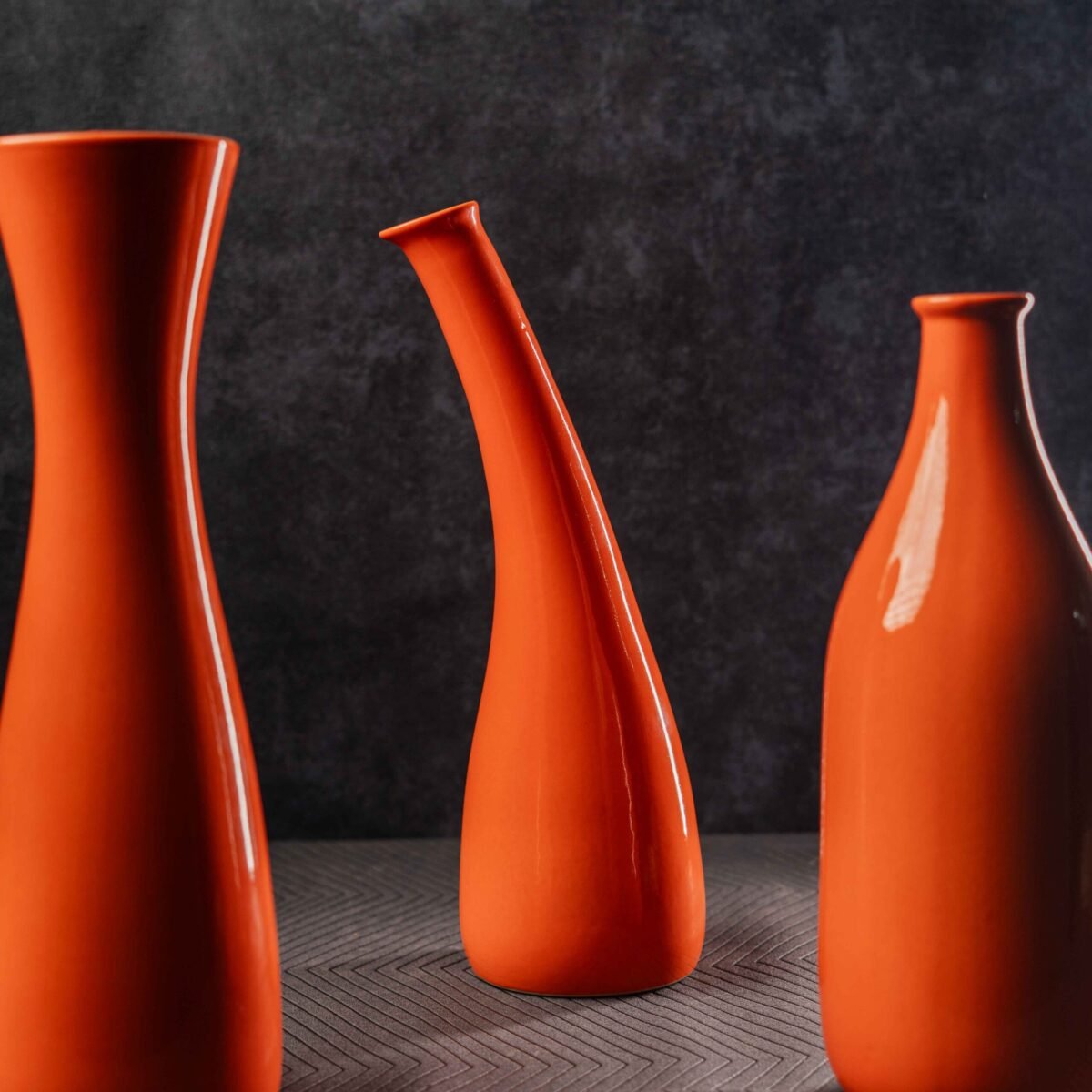Harmiche Ember Vase Set – Set of 3 | 10 Inches, 11 Inches, and 12 Inches