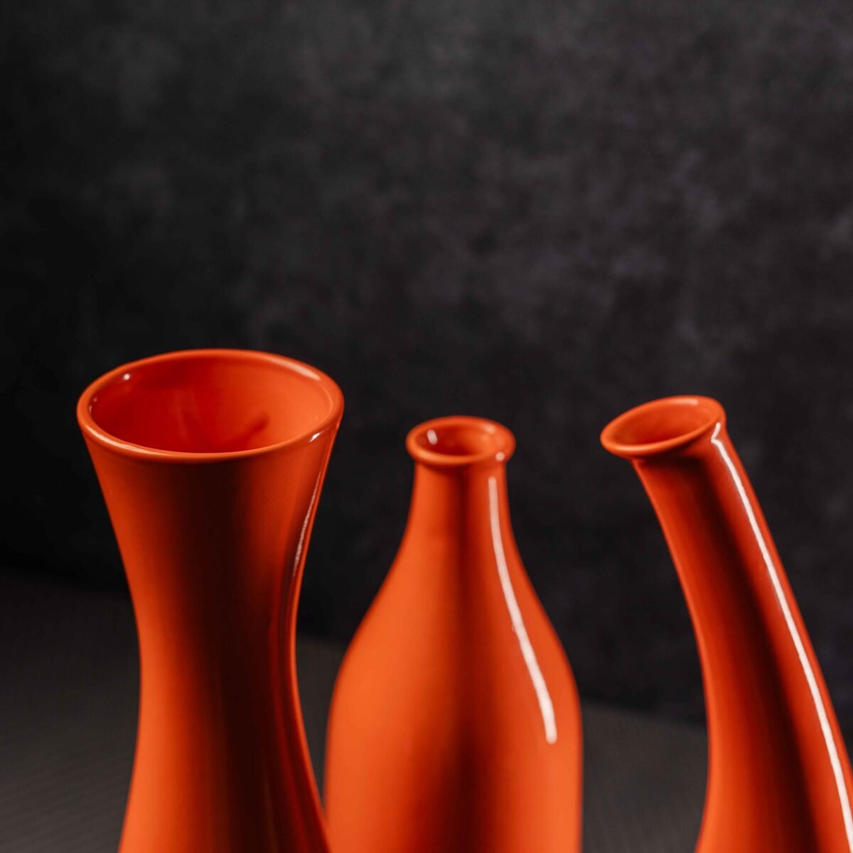 Harmiche Ember Vase Set – Set of 3 | 10 Inches, 11 Inches, and 12 Inches