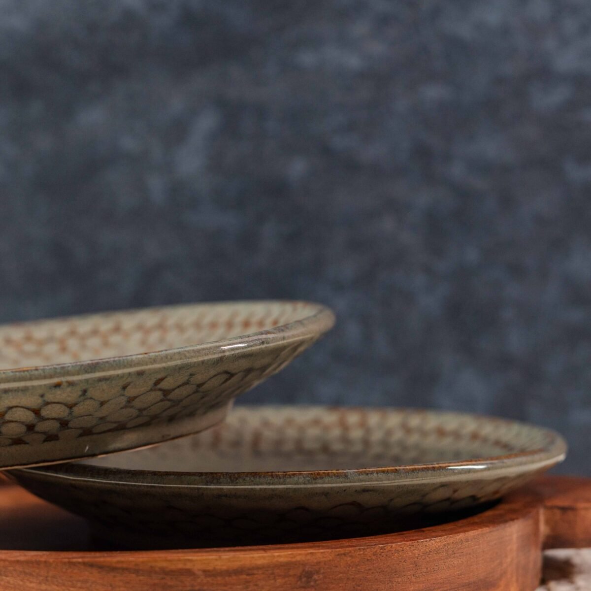Hexara Mist – Artisan Ceramic Plates Set (Quarter, Set of 2) | 7 Inches Quarter Plates