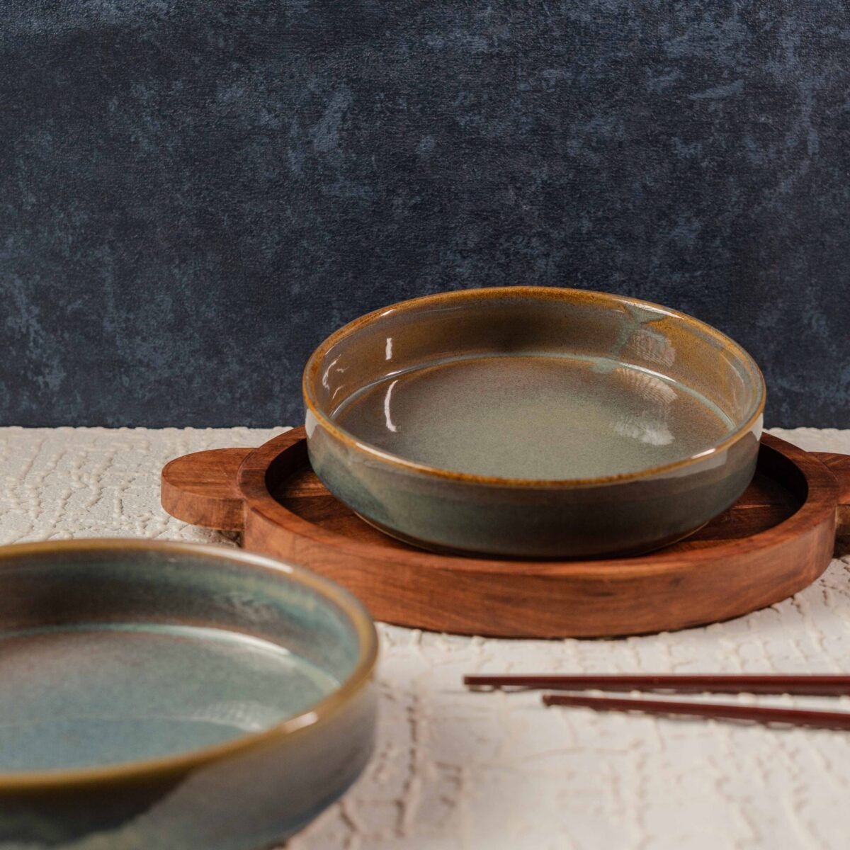 Elevare – Luxe Ceramic Salad Bowls (Set of 2) | 8 Inches x 1.5 Inches (750ml Flat Bowls)