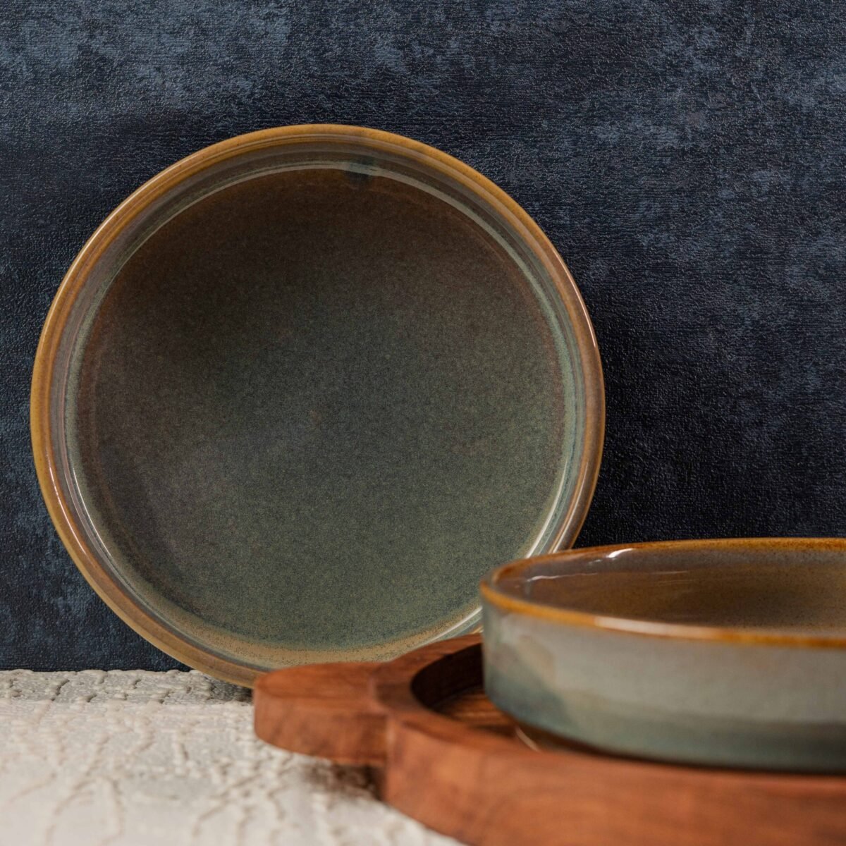 Elevare – Luxe Ceramic Salad Bowls (Set of 2) | 8 Inches x 1.5 Inches (750ml Flat Bowls)