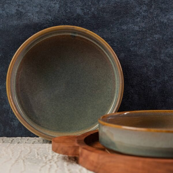 Elevare – Luxe Ceramic Salad Bowls (Set of 2) | 8 Inches x 1.5 Inches (750ml Flat Bowls)