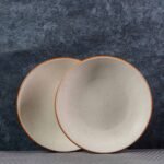 Speckle Edge – Ceramic Plates Set of 2 (Quarter Plates in White & Brown) | 7 Inches