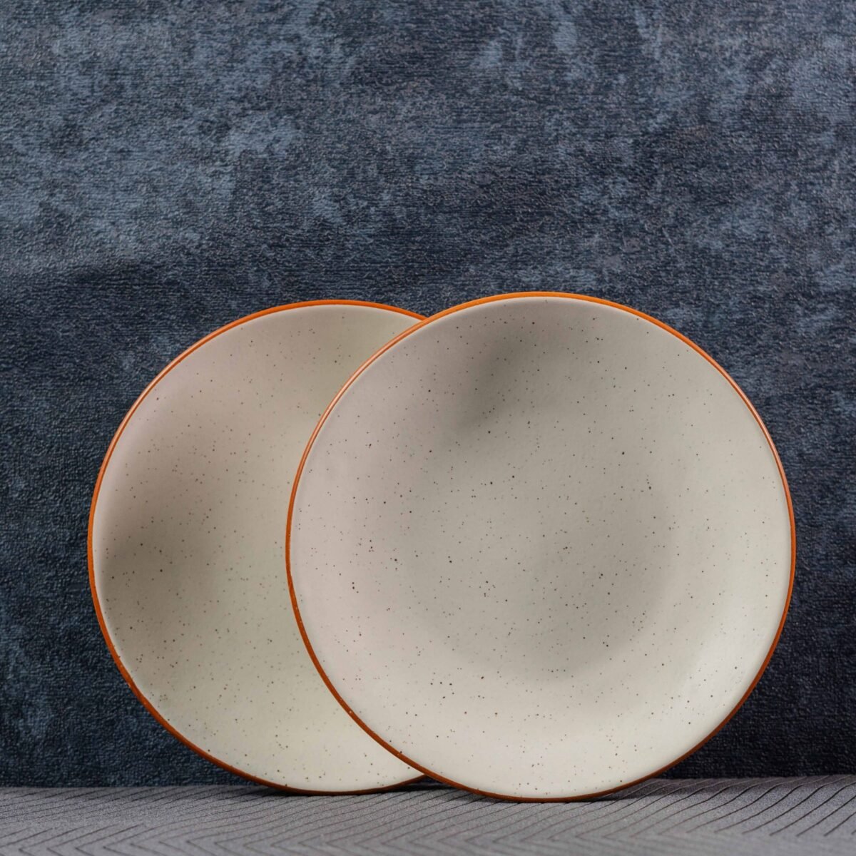 Speckle Edge – Ceramic Plates Set of 2 (Quarter Plates in White & Brown) | 7 Inches
