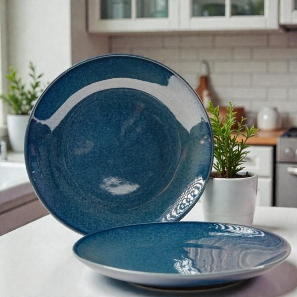 Bluewave Elan – Luxury Ceramic Dinner Plates Set of 2 (10-Inch, Glossy Finish)