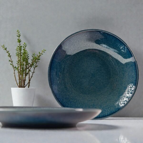 Bluewave Petite – Premium Ceramic Quarter Plates Set of 2 (7-Inch, Glossy Blue)