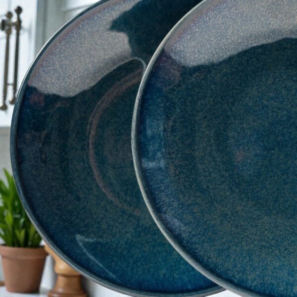 Bluewave Petite – Premium Ceramic Quarter Plates Set of 2 (7-Inch, Glossy Blue)