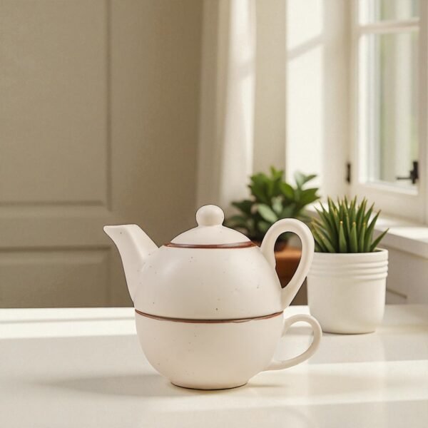Clay Whisper Ceramic Stackable Solo Tea Set | 200ml Cup and 300ml Teapot