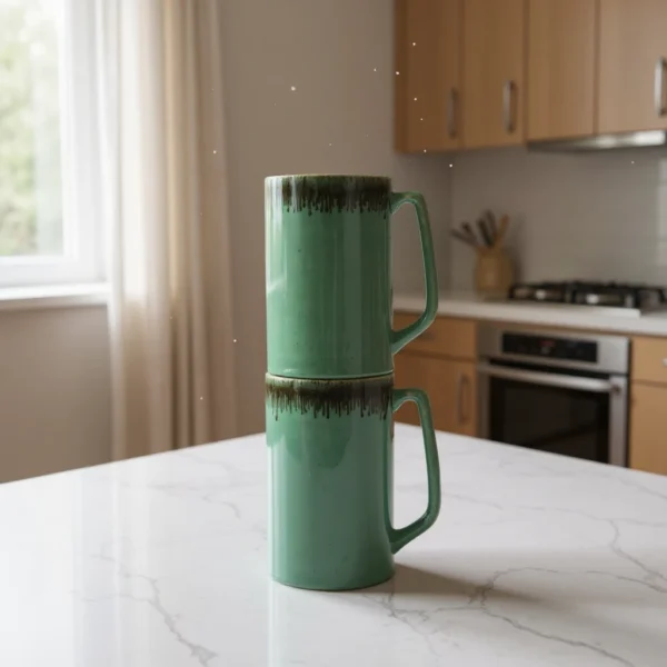 Ocean Drizzle Ceramic Tall Mugs Set of 2 | 450ml Mugs