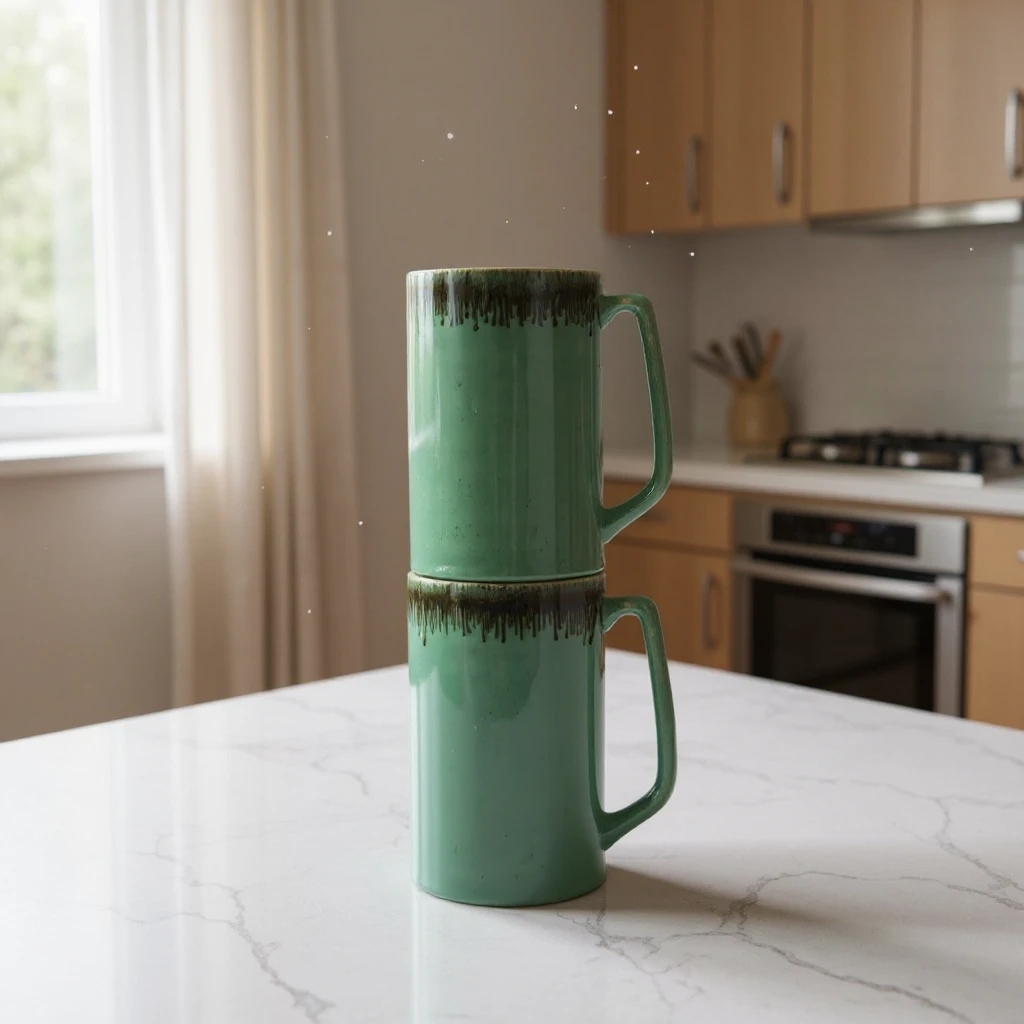 Ocean Drizzle Ceramic Tall Mugs Set of 2 | 450ml Mugs