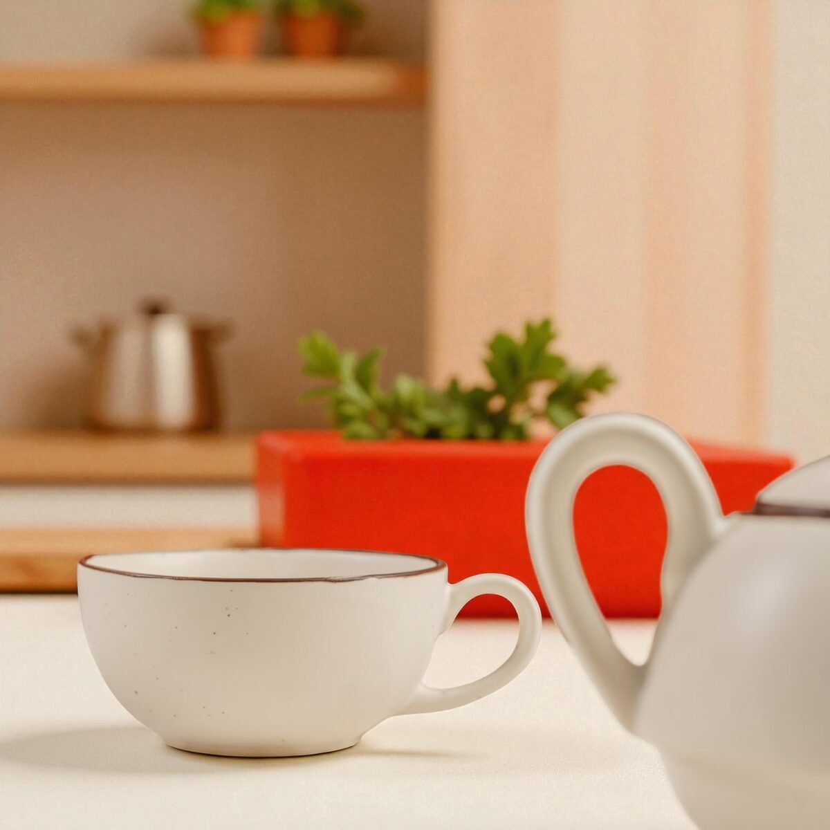 Clay Whisper Ceramic Stackable Solo Tea Set | 200ml Cup and 300ml Teapot