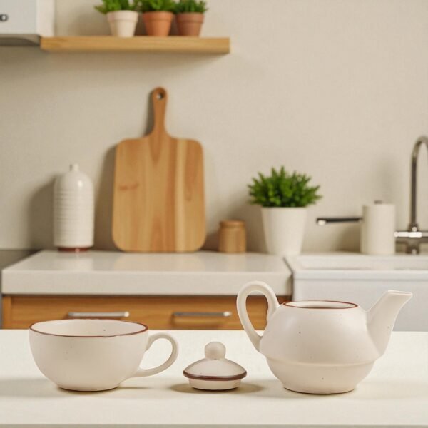 Clay Whisper Ceramic Stackable Solo Tea Set | 200ml Cup and 300ml Teapot