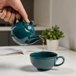 Teal Whisper Ceramic Stackable Solo Tea Set | 200ml Cup and 300ml Teapot