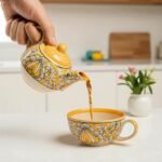 Sunlit Bloom Ceramic Stackable Solo Tea Set | 200ml Cup and 300ml Teapot