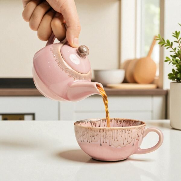 Blush Cascade Ceramic Stackable Solo Tea Set | 200ml Cup and 300ml Teapot
