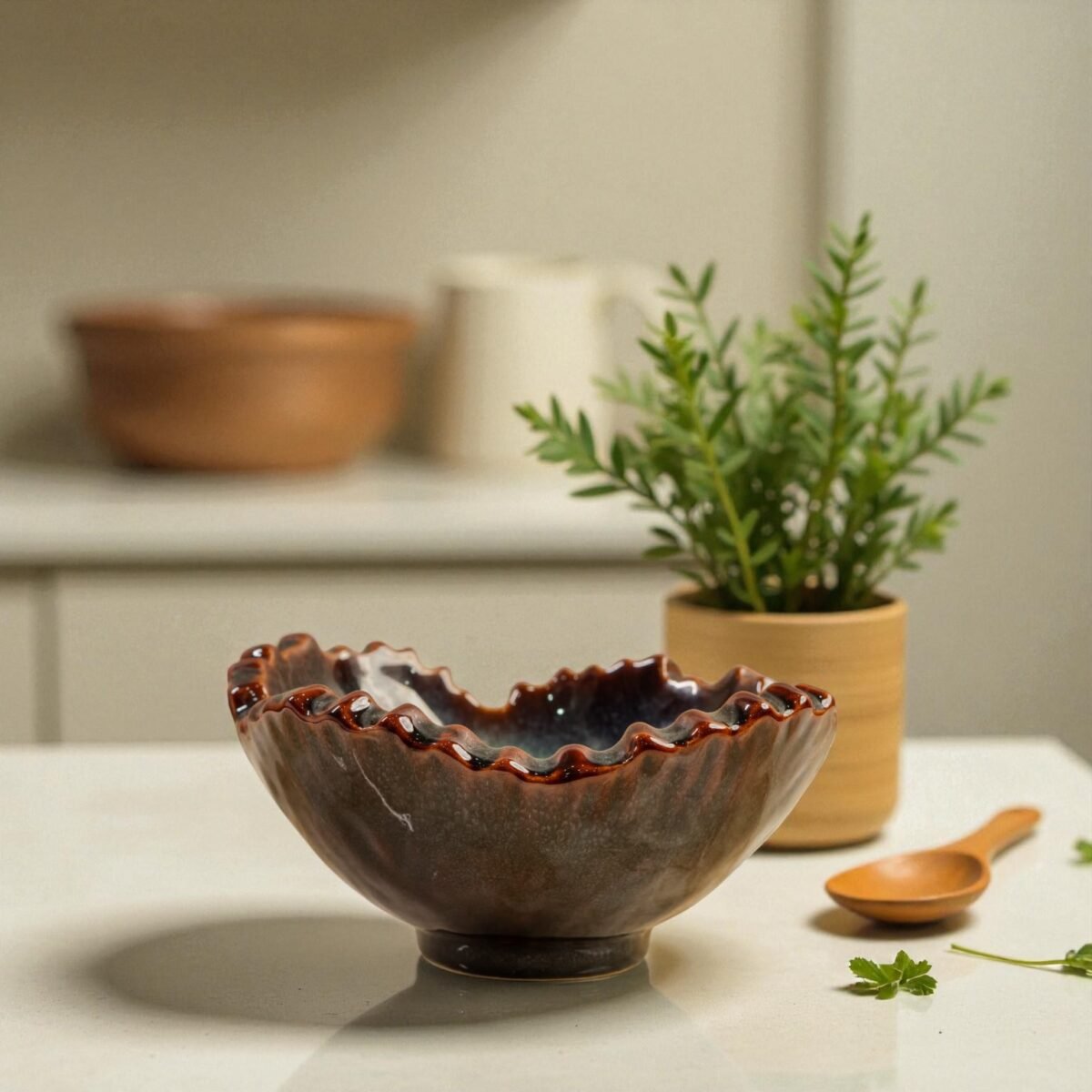 Eboncoral – Harmiche Handmade Sea-Etched Luxury Antique Fruit Bowl | 8 Inches Bowl (500ml)