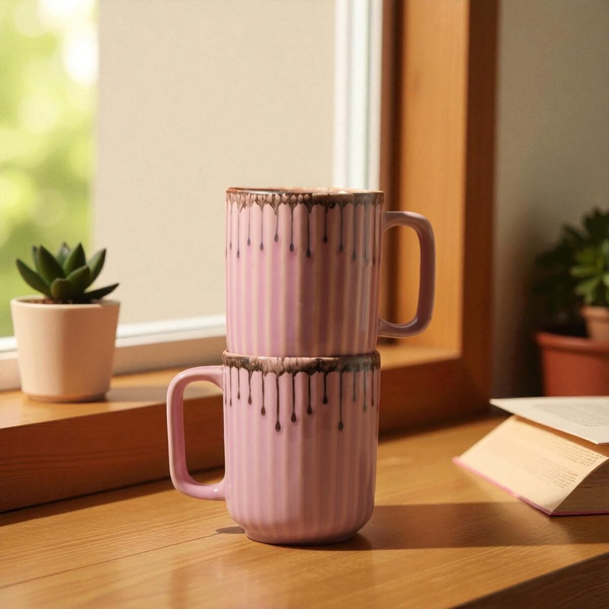 Rose Drip – Premium Ceramic Mug Set (Set of 2) 350ml Mugs | Coffee Mugs Set of 2