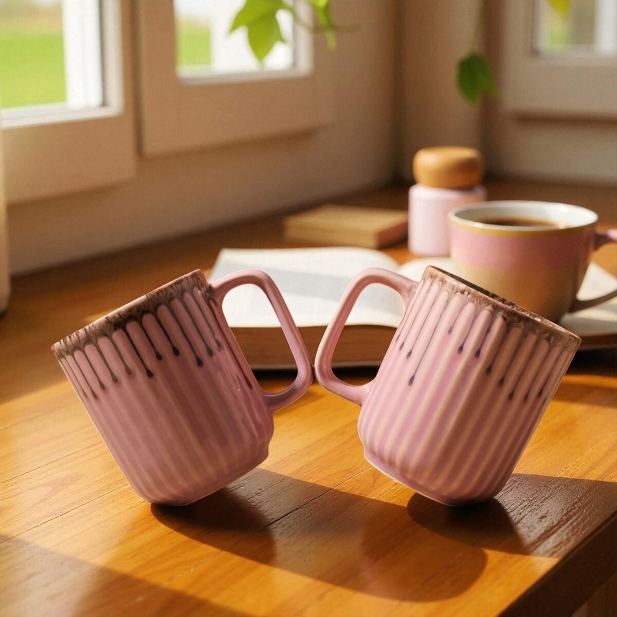 Rose Drip – Premium Ceramic Mug Set (Set of 2) 350ml Mugs | Coffee Mugs Set of 2