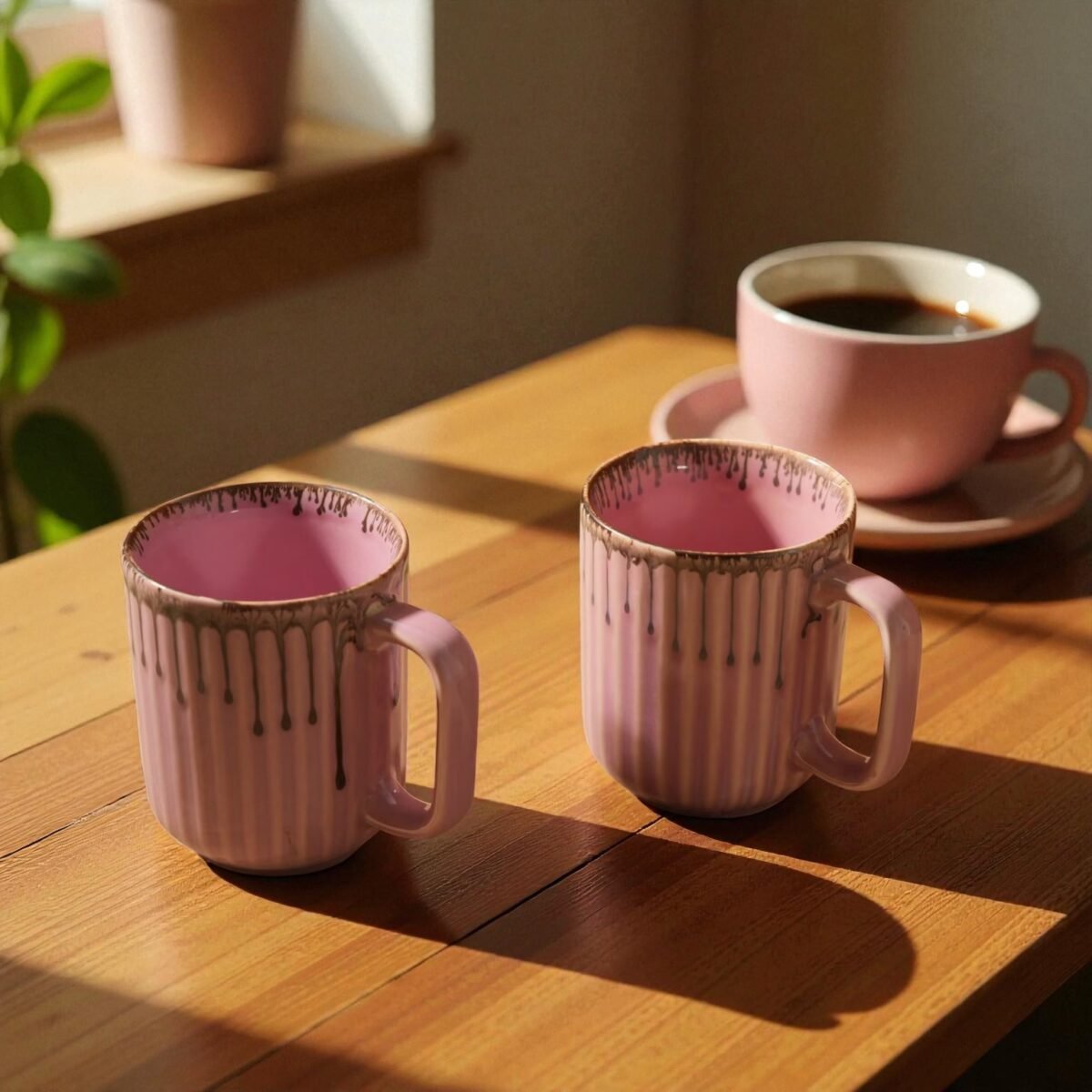 Rose Drip – Premium Ceramic Mug Set (Set of 2) 350ml Mugs | Coffee Mugs Set of 2