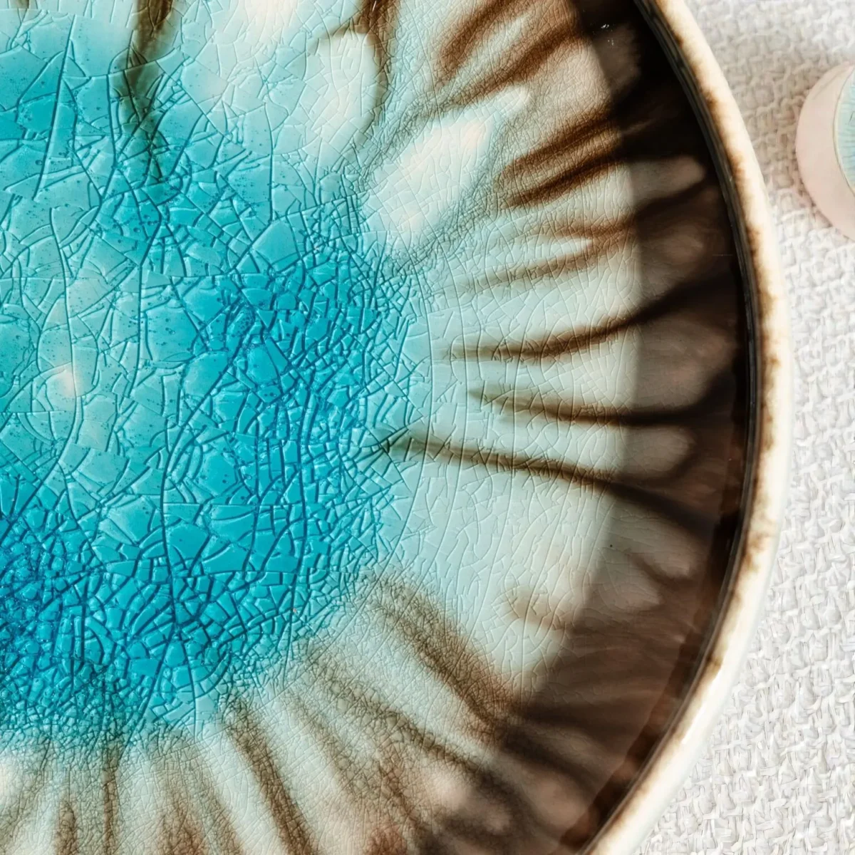 Harmiche Laguna Luxe Crackle Glaze Round Ceramic Serving Platter – 10 Inch