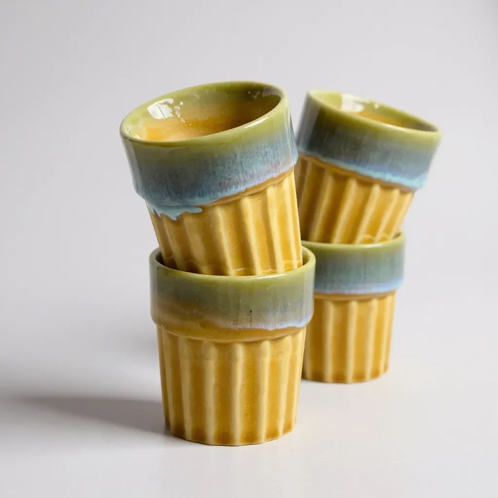 Harvest Hues Ceramic Kulhad Set – 100ml (Set of 4) by Harmiche