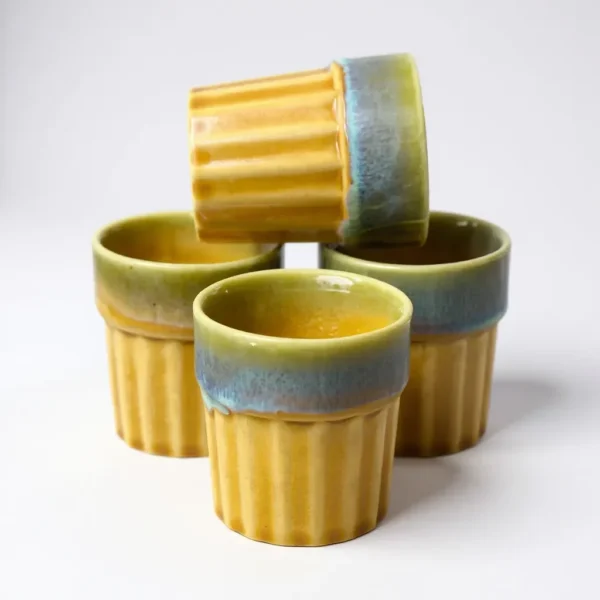 Harvest Hues Ceramic Kulhad Set – 100ml (Set of 4) by Harmiche