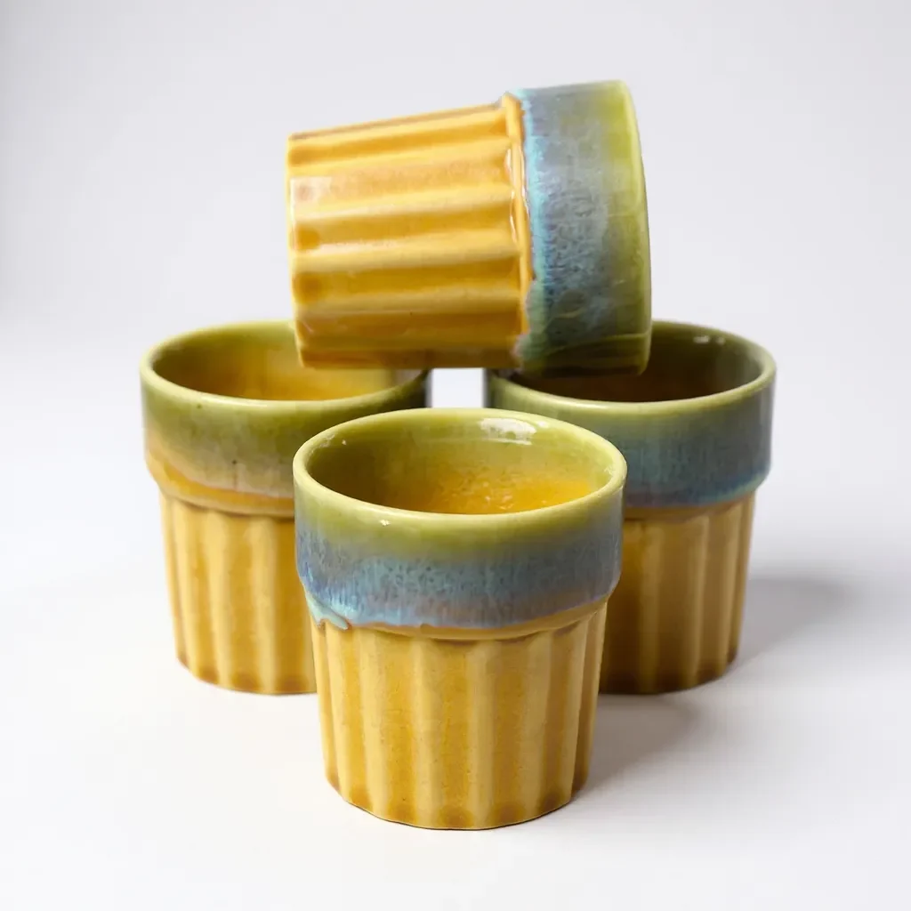 Harvest Hues Ceramic Kulhad Set – 100ml (Set of 4) by Harmiche
