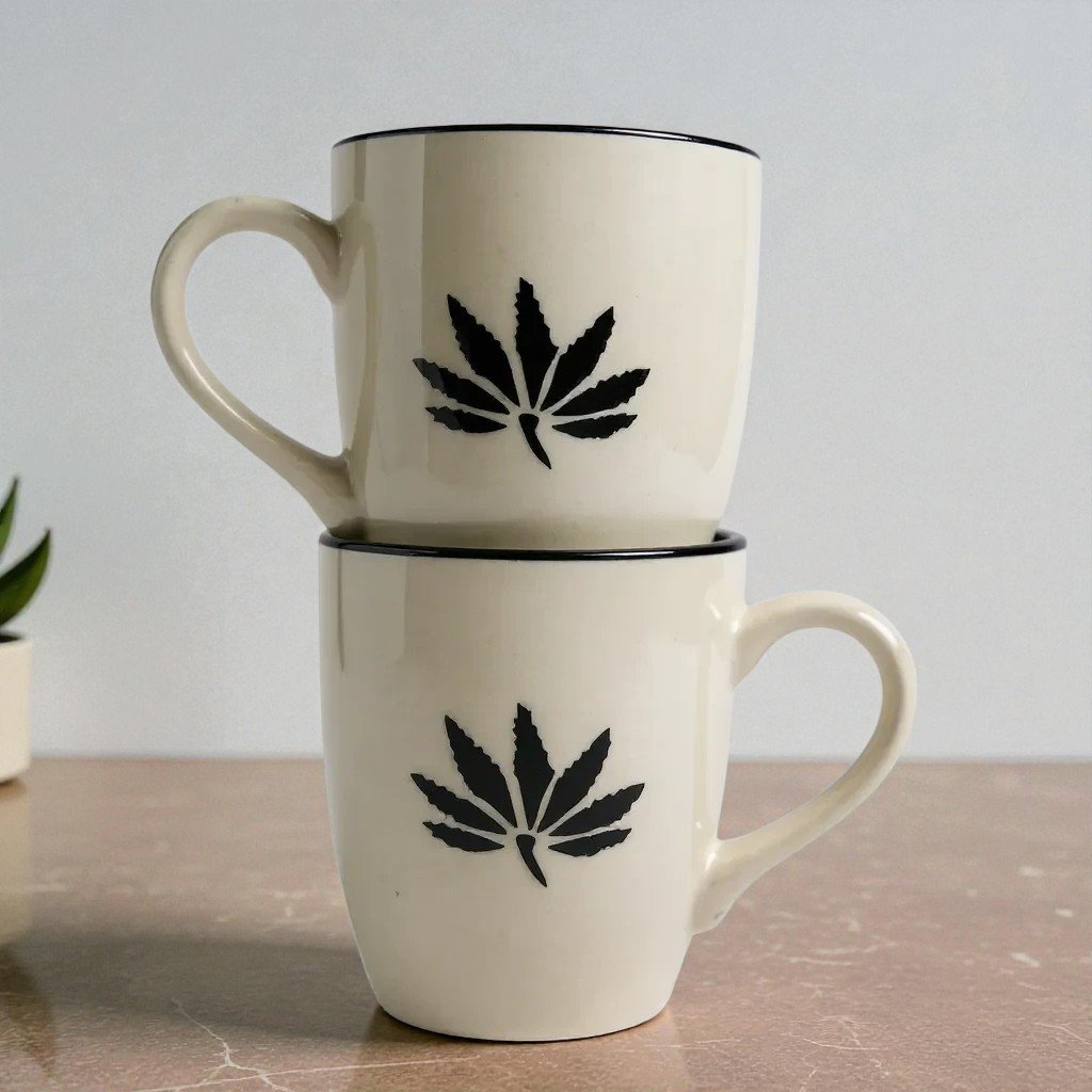 Harmiche Wildleaf Duo – Set of 2 Ceramic Mugs (280 ml)