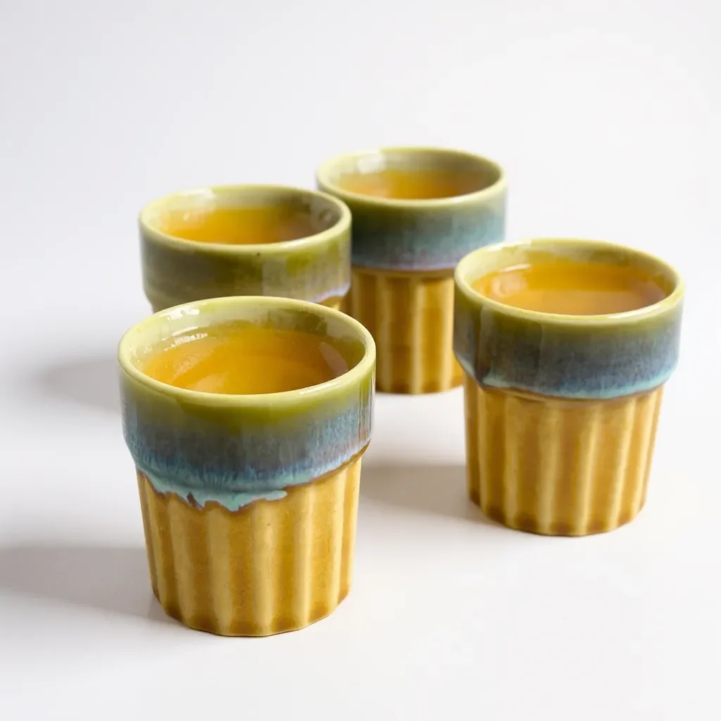 Harvest Hues Ceramic Kulhad Set – 100ml (Set of 4) by Harmiche