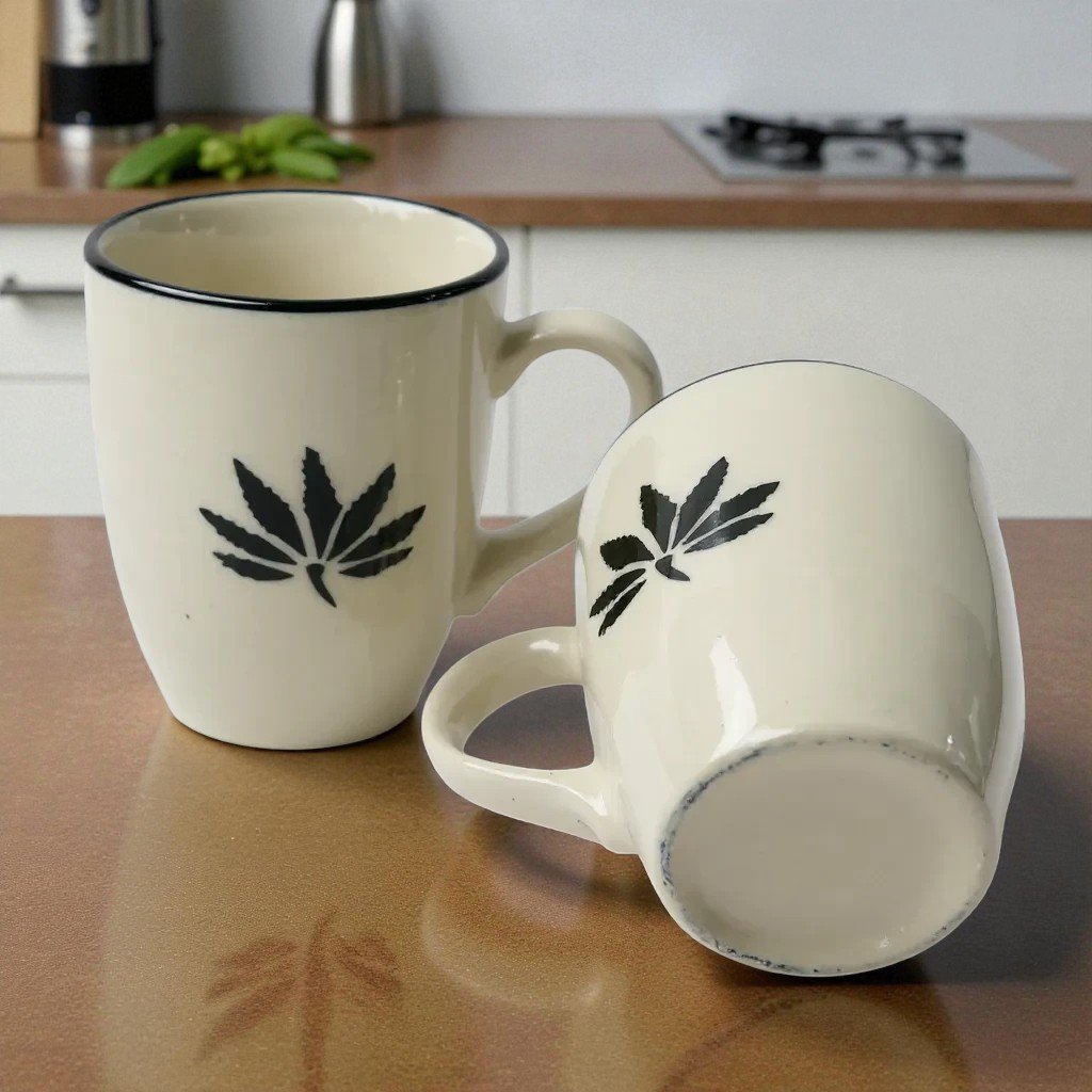 Harmiche Wildleaf Duo – Set of 2 Ceramic Mugs (280 ml)
