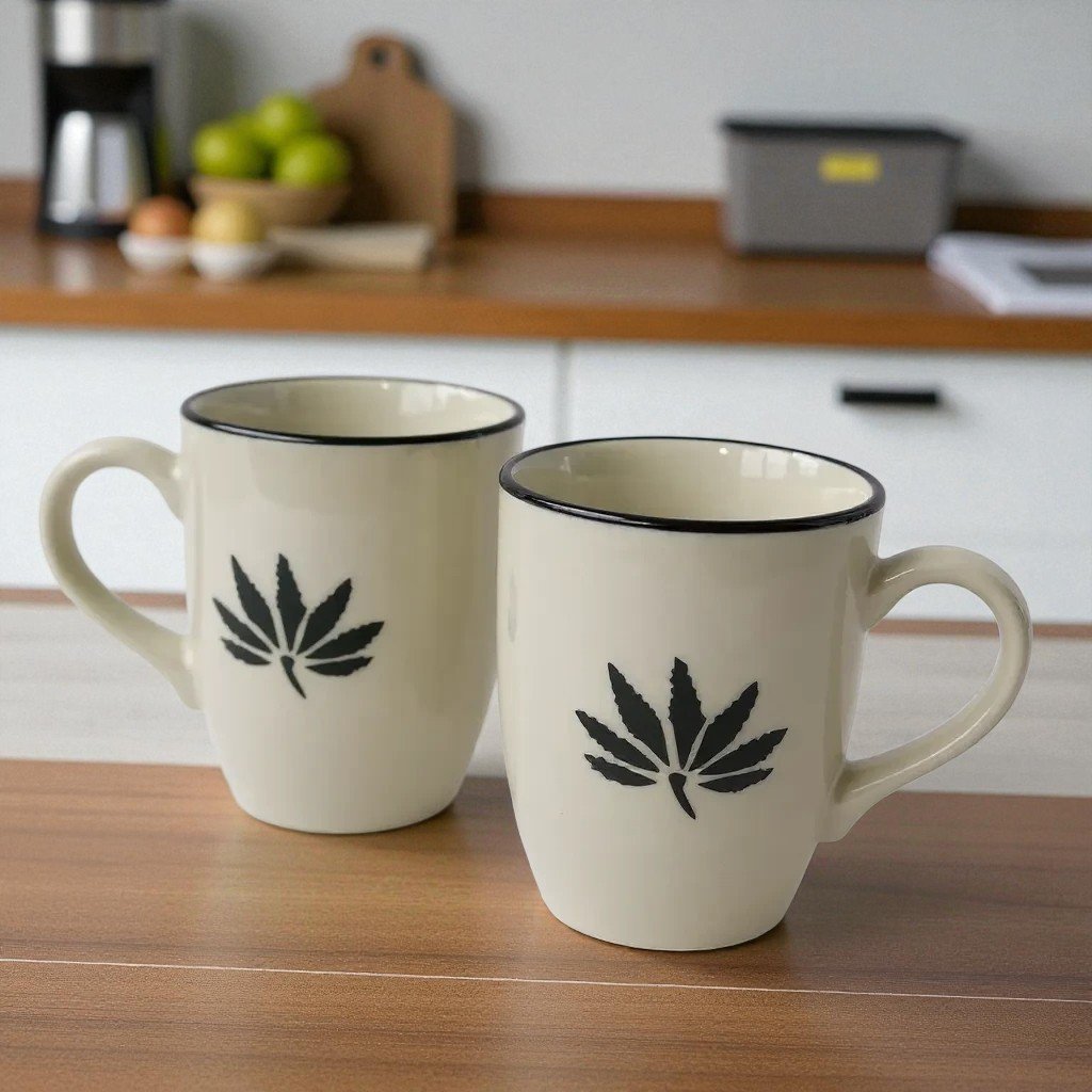 Harmiche Wildleaf Duo – Set of 2 Ceramic Mugs (280 ml)
