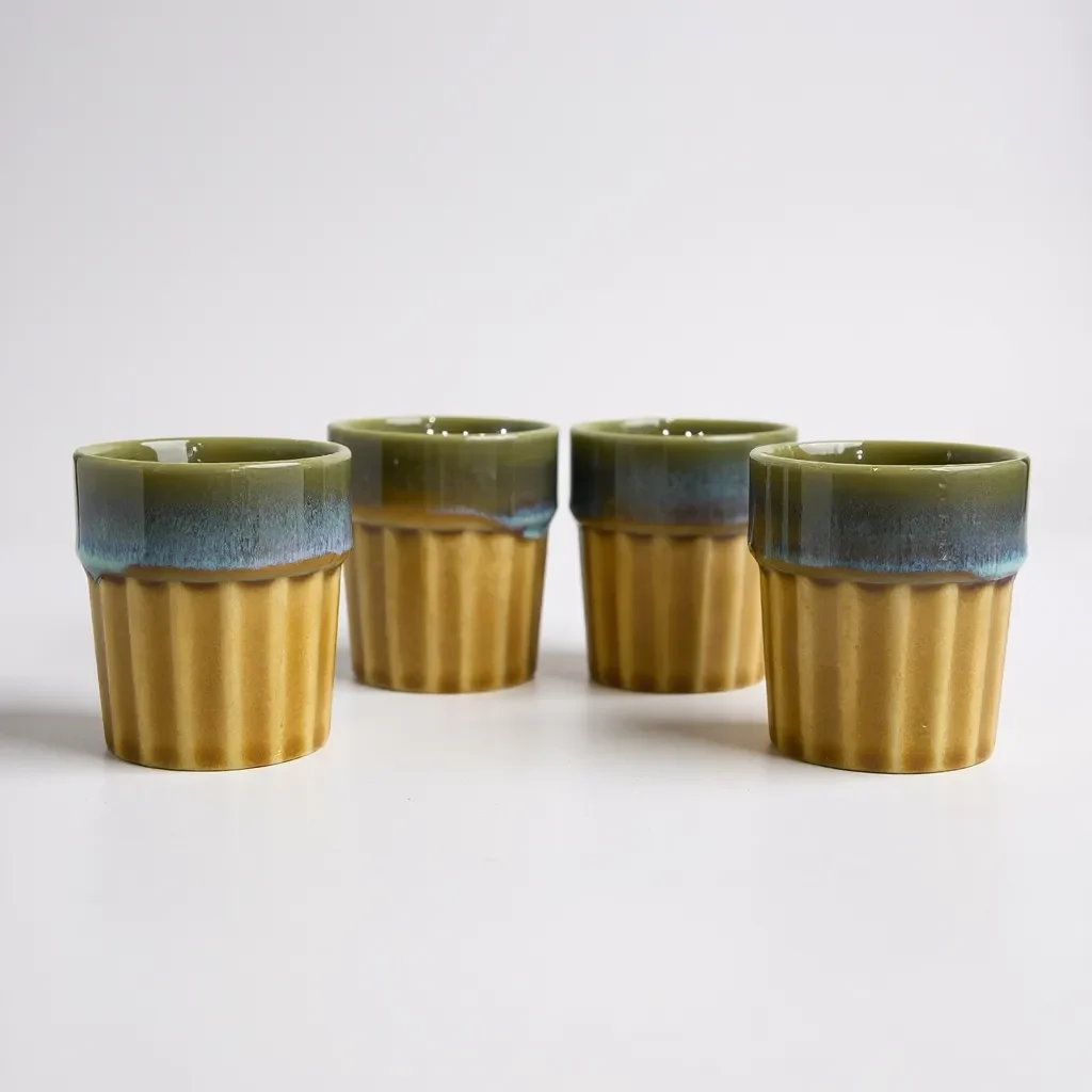Harvest Hues Ceramic Kulhad Set – 100ml (Set of 4) by Harmiche