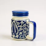 Blue Blossom Artisanal Ceramic Mug with Lid – 500ml by Harmiche