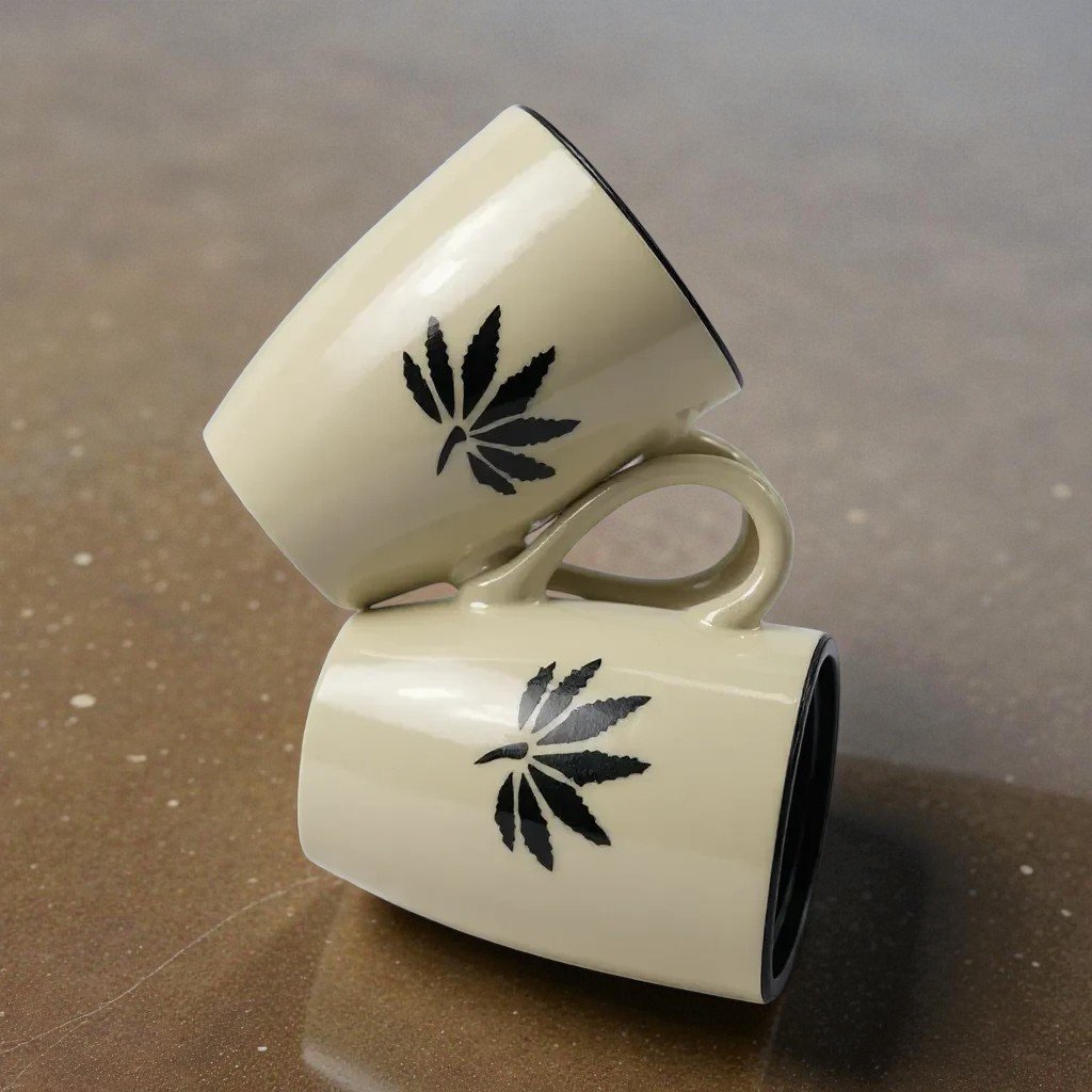 Harmiche Wildleaf Duo – Set of 2 Ceramic Mugs (280 ml)