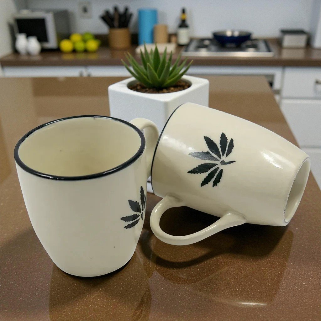 Harmiche Wildleaf Duo – Set of 2 Ceramic Mugs (280 ml)